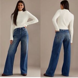 NWOT High-Rise Wide-Leg Women's Pistola Jeans in Medium Blue